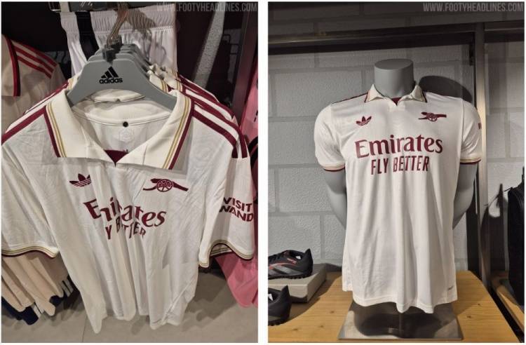 阿森纳新赛季第三球衣谍照：白色主色调+红+金，门将服为绿色